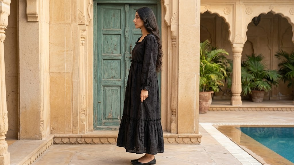 Rayshem Studio – Obsidian Cutwork Smocked Dress
