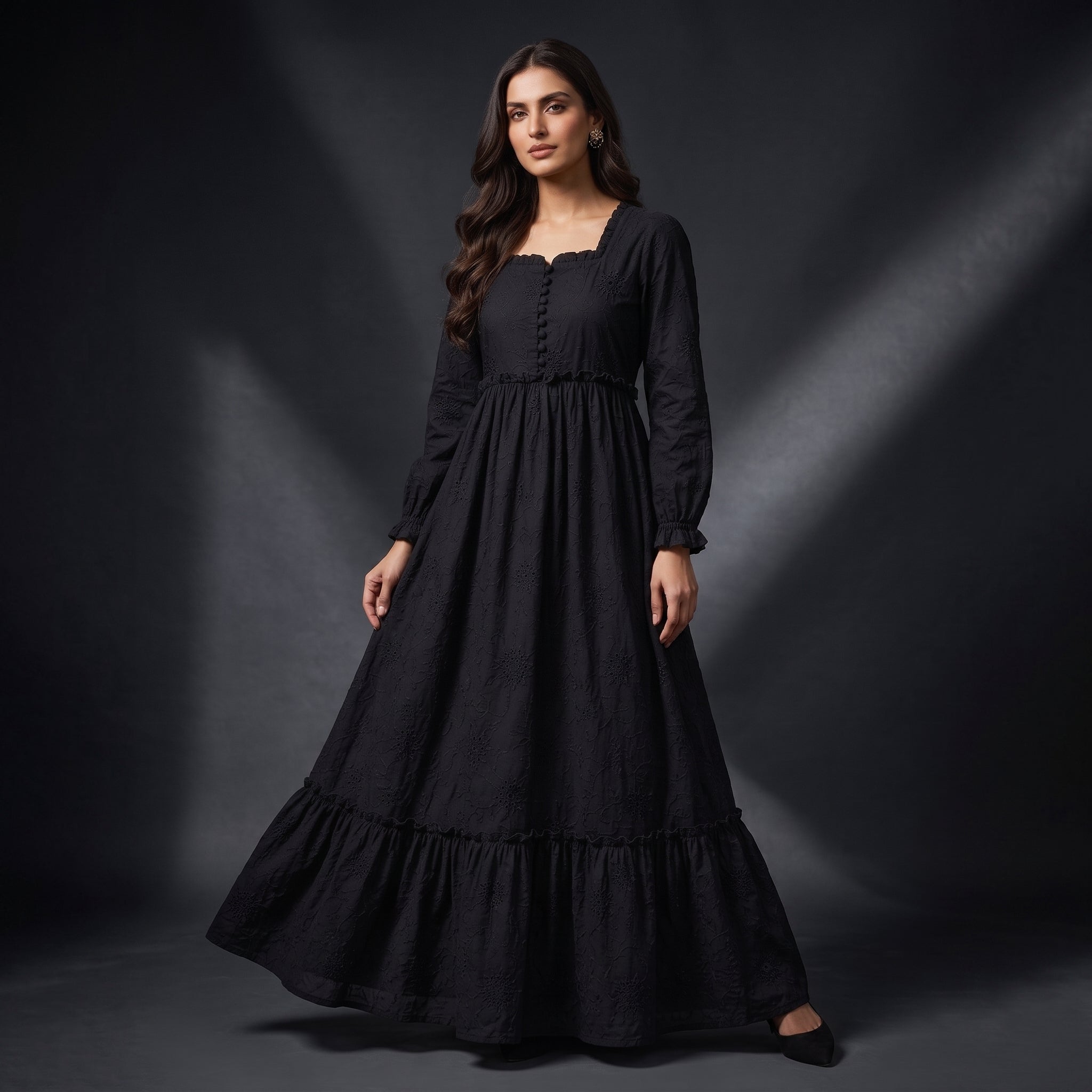 Rayshem Studio – Obsidian Cutwork Smocked Dress
