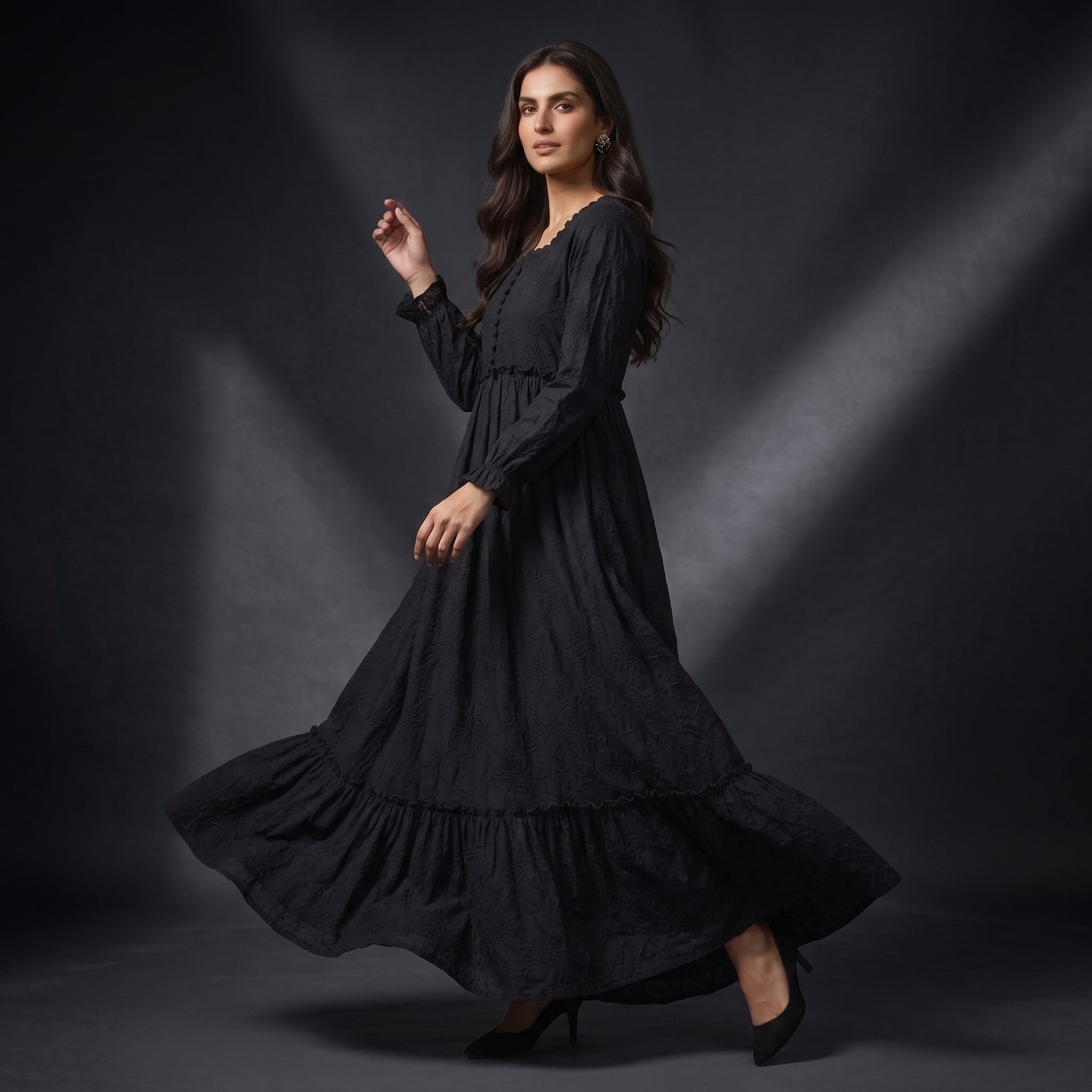 Rayshem Studio – Obsidian Cutwork Smocked Dress
