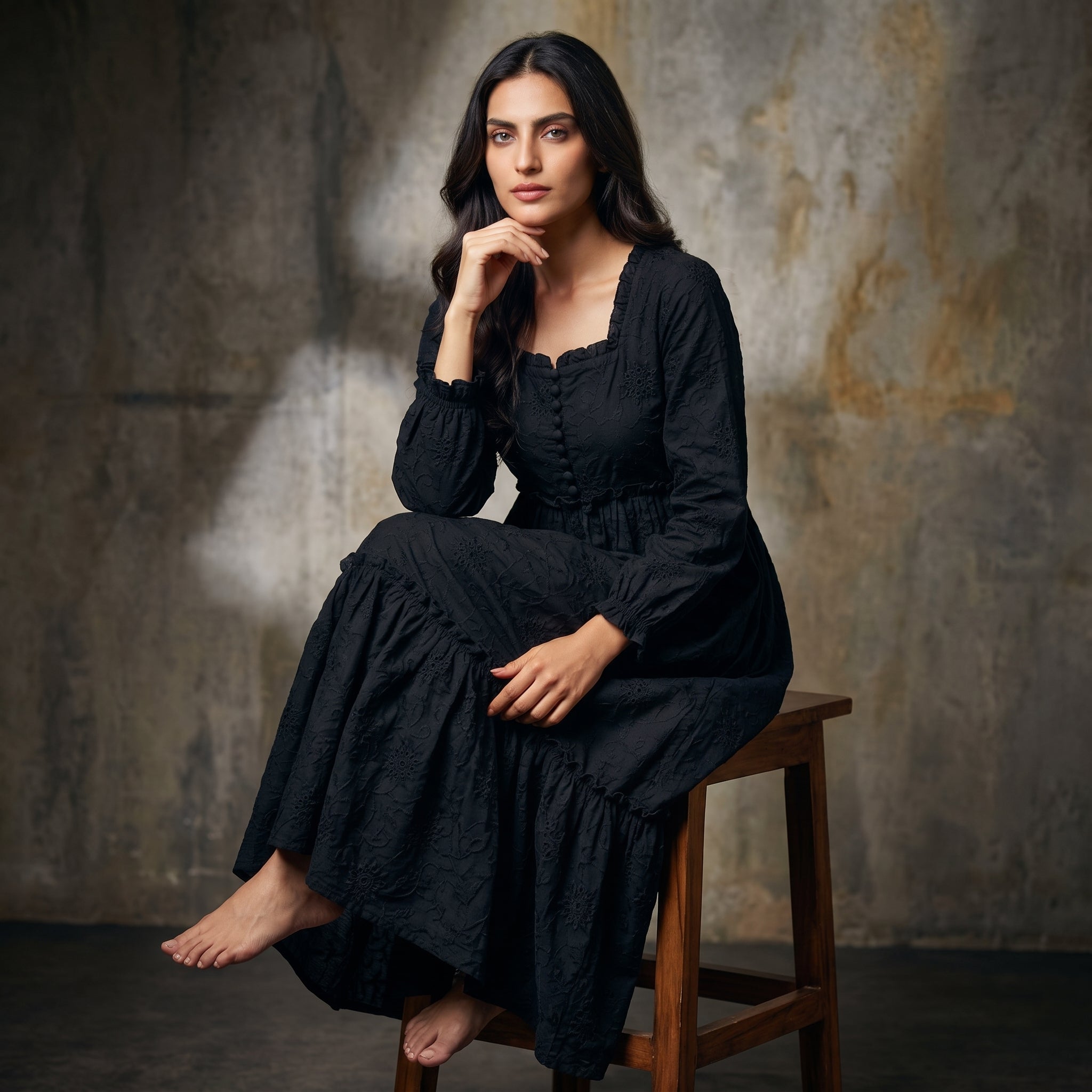 Rayshem Studio – Obsidian Cutwork Smocked Dress
