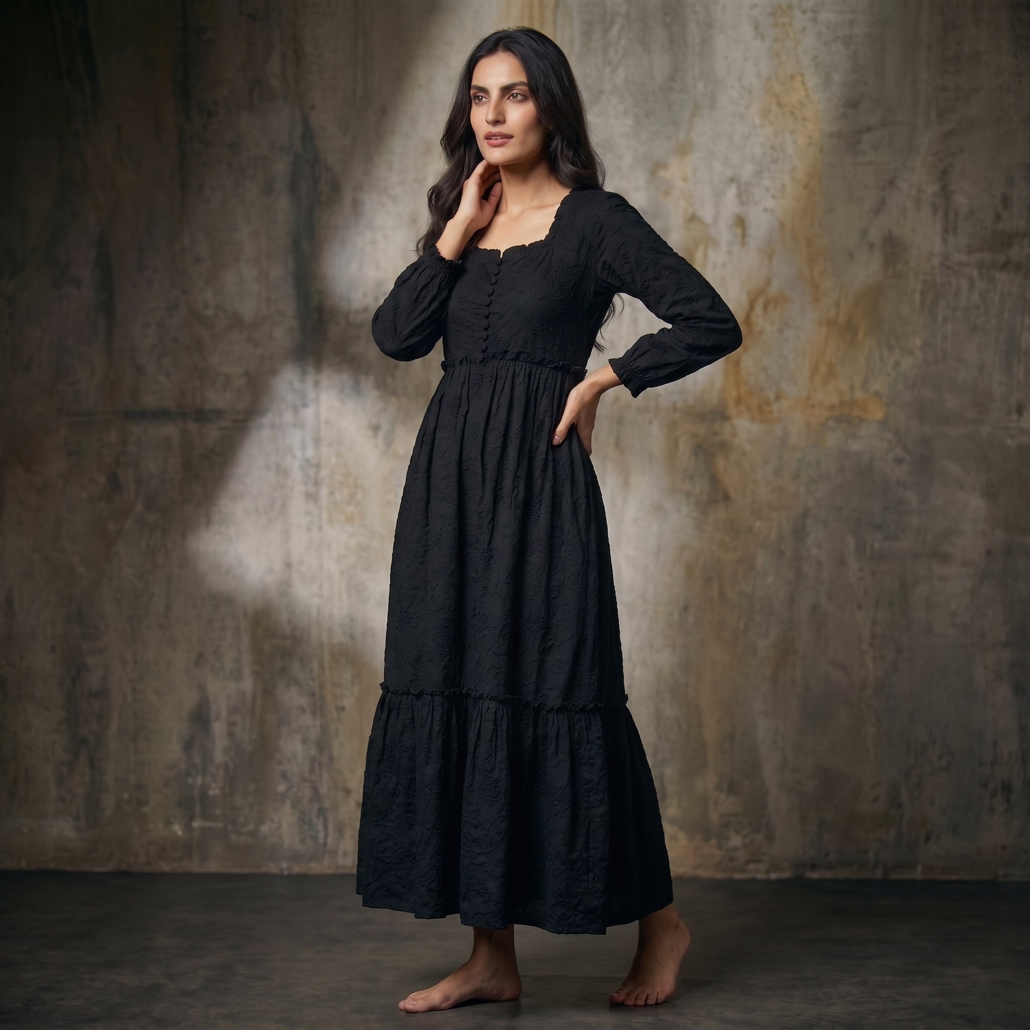 Rayshem Studio – Obsidian Cutwork Smocked Dress