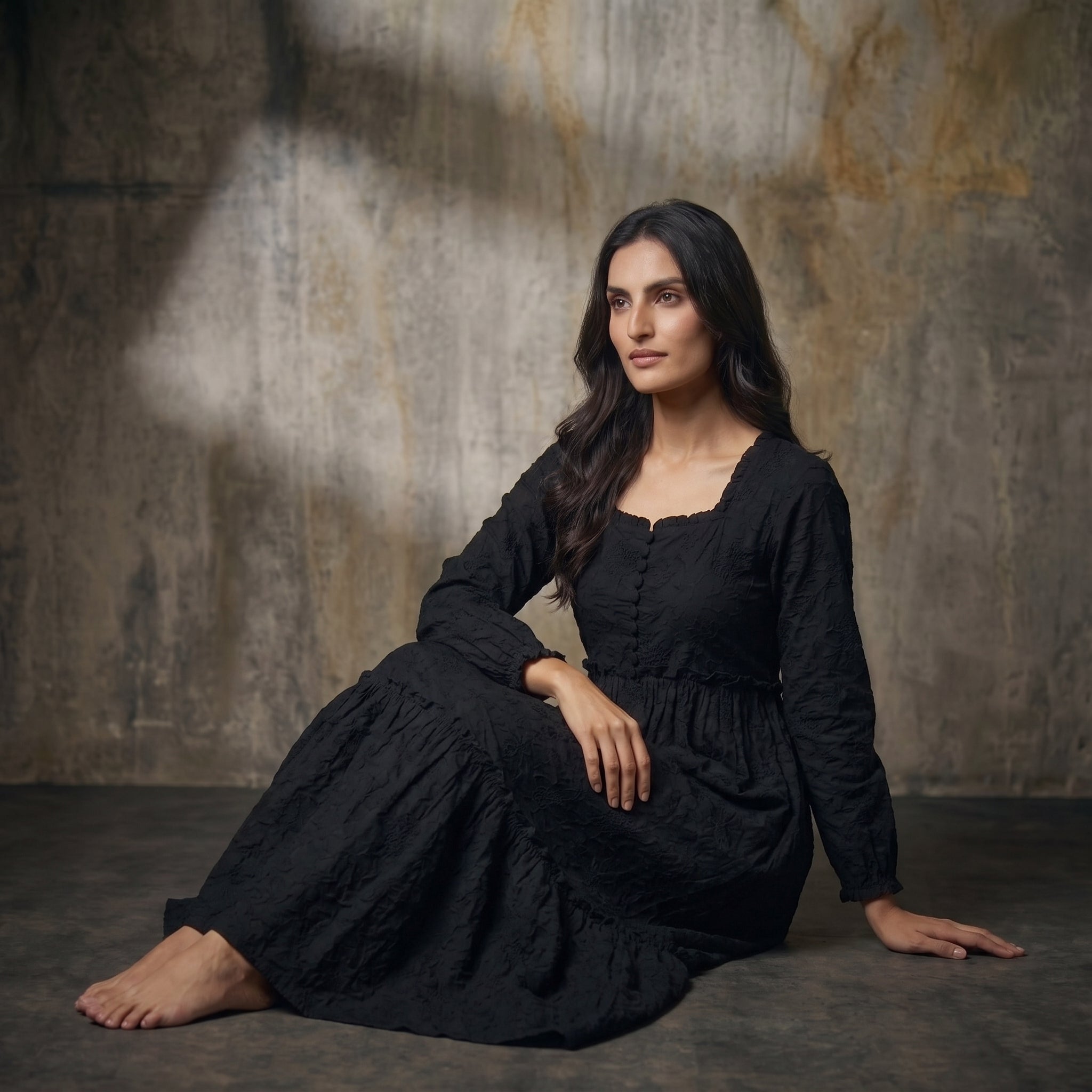 Rayshem Studio – Obsidian Cutwork Smocked Dress